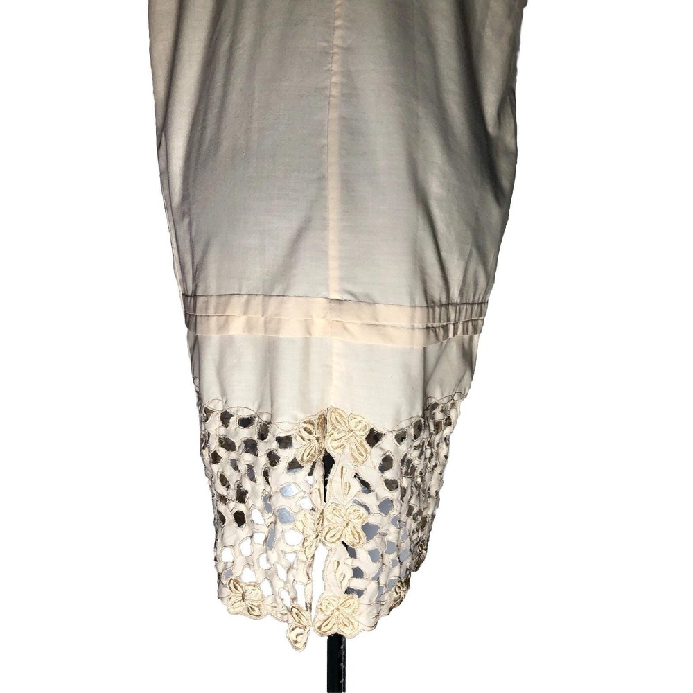 Authentic Vintage 1920s Embroidered Cotton Shift Dress Lace Hem Flapper Antique - Picture 9 of 16